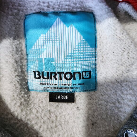 Burton Hoodie Size Large Grey Pullover Sweater Kangaroo Pocket Large Logo - Picture 8 of 8